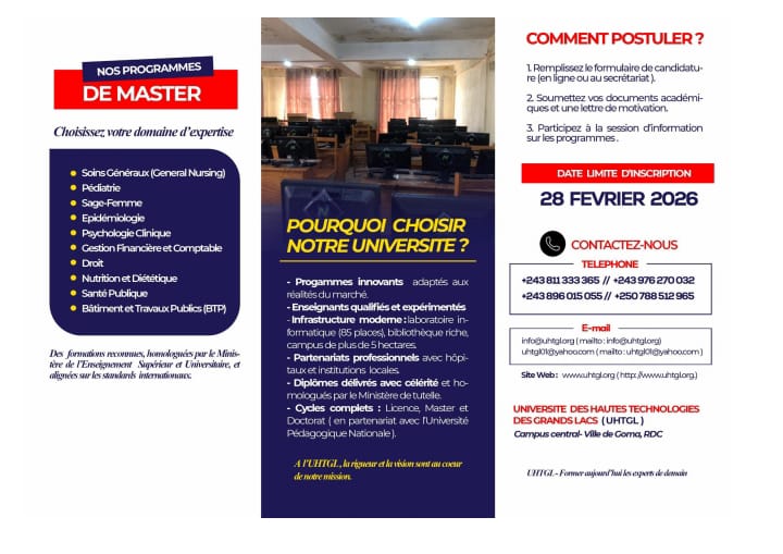 Rejoignez l’Université des Hautes Technologies des Grands Lacs (UHTGL) !